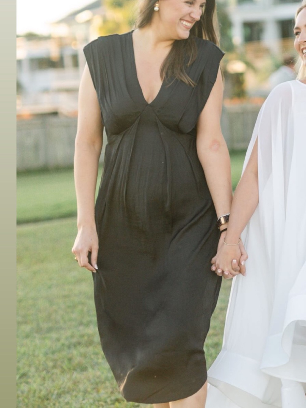 Steve Madden Clarissa Black Sleeveless Pleated High-Low V-Neck Midi Dress